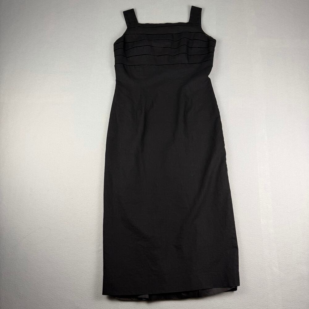 Vintage Marie St. Claire Black Linen Blend Sheath Dress 14